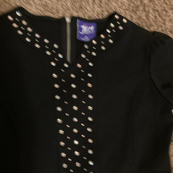 Jem and The Holograms Dress XL Xtra Large 14-16 Black Top Heart Print Skirt 90's - Picture 2 of 3